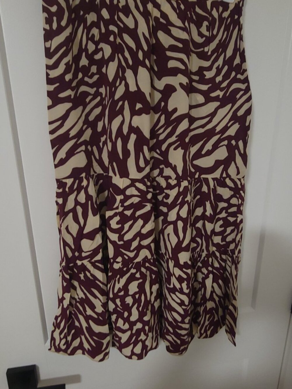 ba&sh Gianna Abstract Zebra Print Midi Skirt - Bordeaux Red - Size 3 / US Large - Picture 4 of 6
